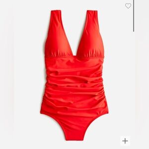 Jcrew Ruched V-neck one-piece red. Padding. Worn once. Size 16